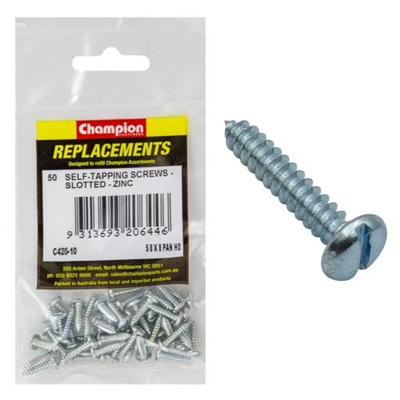 Champion 8G x 5/8in S/Tapping Screw Pan Head Slotted -50pk