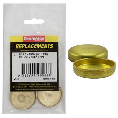 Champion 40mm Brass Expansion (Frost) Plug -Cup Type -2pk**