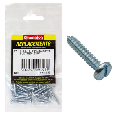 Champion 8G x 1in S/Tapping Screw Pan Head Phillips -25pk
