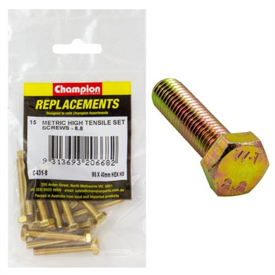Champion M6 x 40mm x 1.00 Set Screw -Gr8.8 -15pk