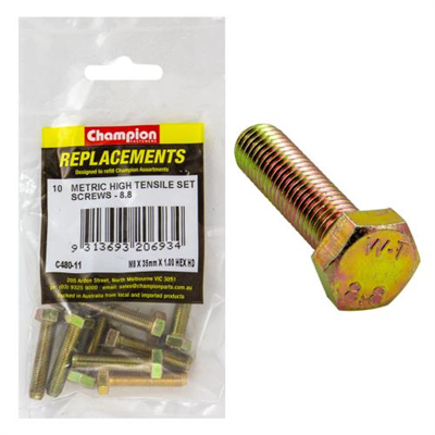 Champion M8 x 35mm x 1.00 Set Screw -Gr8.8 -10pk