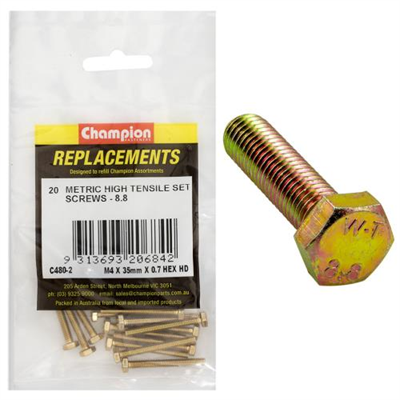 Champion M4 x 35mm x 0.7 Set Screw -Gr8.8 -20pk
