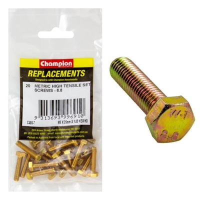 Champion M6 x 25mm x 1.00 Set Screw -Gr8.8 -20pk
