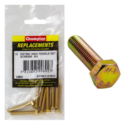 Champion M6 x 40mm x 1.00 Set Screw -Gr8.8 -10pk