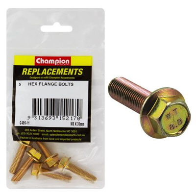 Champion M8 x 30mm Flange Head Set Screw -Gr8.8 -5pk