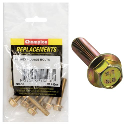 Champion M8 x 40mm Flange Head Set Screw -Gr8.8 -10pk