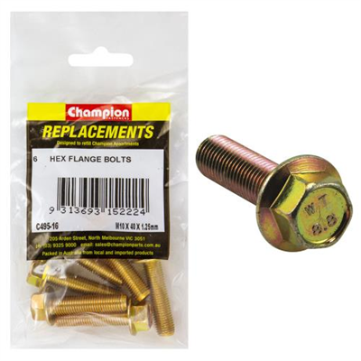 Champion M10 x 40mm x 1.25 Flange Head Set Screw -Gr8.8 -6pk