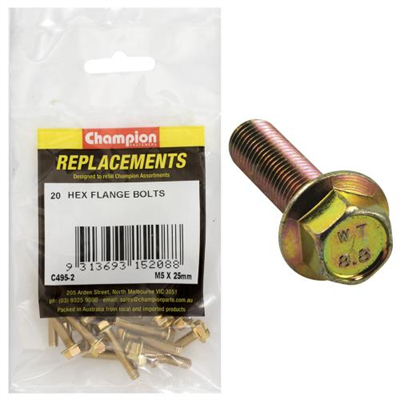 Champion M5 x 25mm Flange Head Set Screw -Gr8.8 -20pk