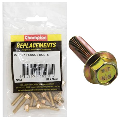 Champion M6 x 30mm Flange Head Set Screw -Gr8.8 -20pk