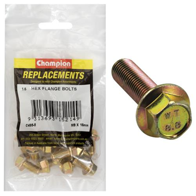 Champion M8 x 16mm Flange Head Set Screw -Gr8.8 -15pk