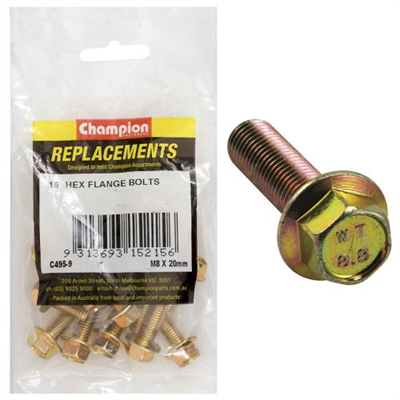Champion M8 x 20mm Flange Head Set Screw -Gr8.8 -15pk