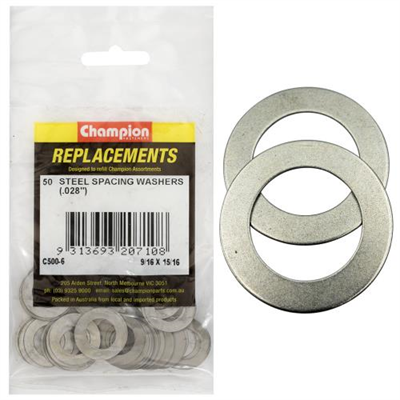 Champion 9/16 x 15/16 x1/32in(22G) Steel Spacing Washer-50pk