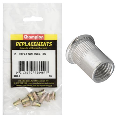 Champion M5 Steel Rivet Nut inserts -10pk