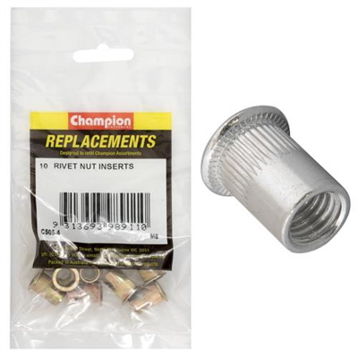 Champion M8 Steel Rivet Nut inserts -10pk