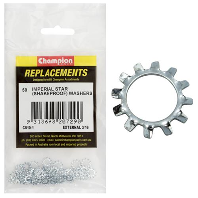 Champion 3/16in External Star Washer -50pk