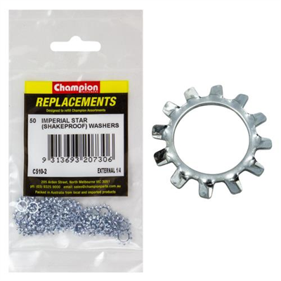 Champion 1/4in External Star Washer -50pk