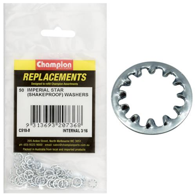 Champion 3/16in internal Star Washer -50pk