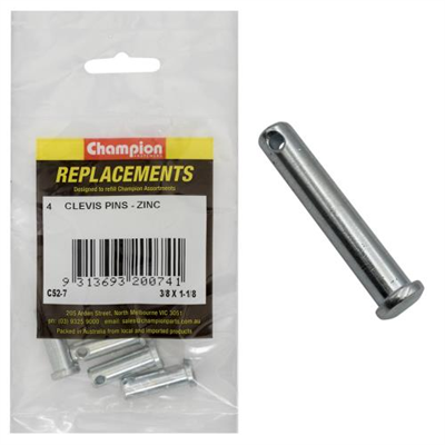 Champion 3/8in x 1-18in Clevis Pin -4pk