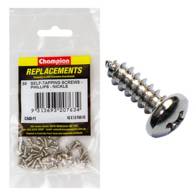 Champion 6G x 3/8in S/Tapping Screw Pan Head Phillips -50pk