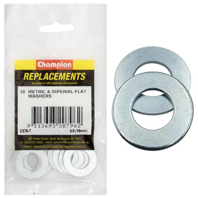 Champion 5/8in x 1-1/4in x 15G Flat Steel Washer -10pk