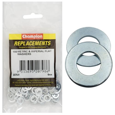 Champion M6 x 12.5mm x 1.2mm Flat Steel Washer -150pk