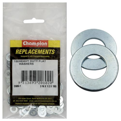 Champion M5 x 13 x 1.2mm Heavy Duty Flat Steel Washer-150pk