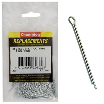 Champion 1.6mm x 22mm Steel Split (Cotter) Pin -150pk