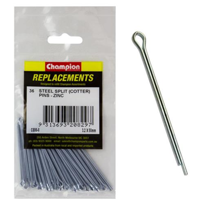 Champion 3.2mm x 50mm Steel Split (Cotter) Pin -36pk