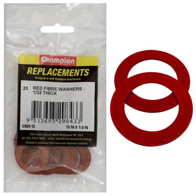 Champion 13/16in x 1-3/16in x 1/32in Red Fibre Washer -25pk