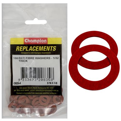 Champion 5/16in x 5/8in x 1/32in Red Fibre Washer -100pk