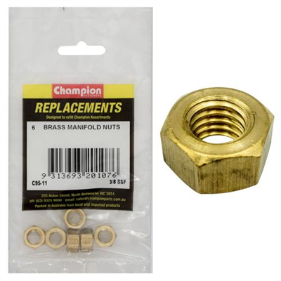Champion 3/8in BSF Brass Manifold Nut -6pk