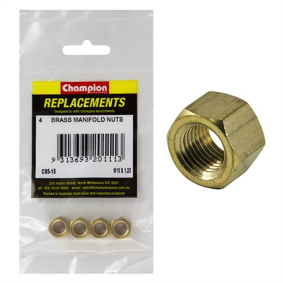 Champion M10 x 1.25mm Brass Manifold Nut -4pk