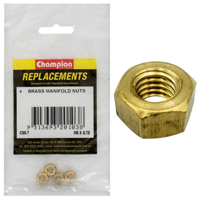 Champion M6 x 0.75mm Brass Manifold Nut -4pk