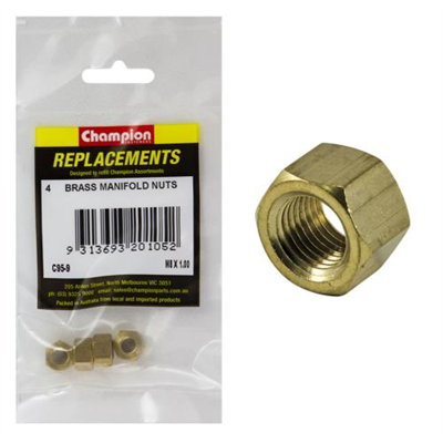Champion M8 x 1.00mm Brass Manifold Nut -4pk