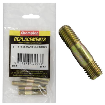 Champion M10 x 40mm x 1.50mm Manifold Stud - Steel - Ford -