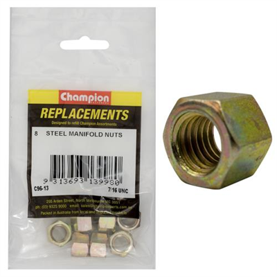 Champion 7/16in UNC Steel Manifold Nut -8pk