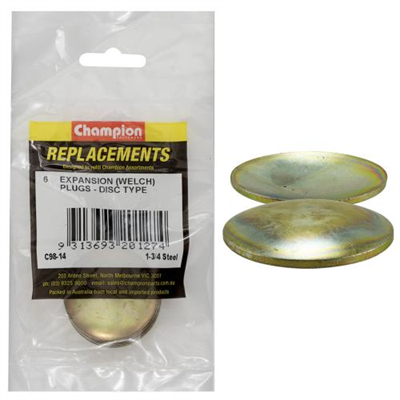 Champion 1-3/4in Expansion (Frost) Plug-Lens/Disc Type- 6pk*