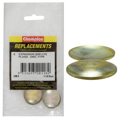 Champion 1-1/8in Expansion (Frost) Plug-Lens/Disc Type-6pk*