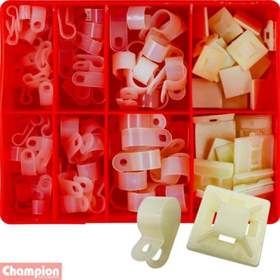 Champion 124pc P-Clamp & Cable Tie Mounts Assortment
