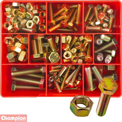 Champion 139pc MM Set Screw & Nut Assortment GR8.8 Iso/Fine