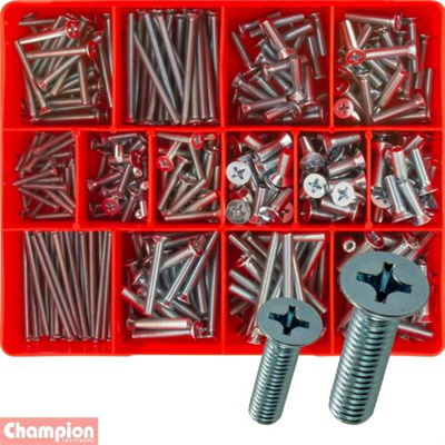 Champion 345pc Metric Machine Screw Assortment CSK HD PH