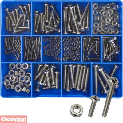 Champion 256pc SS (304/A2) Machine Screw & Nut Assortment
