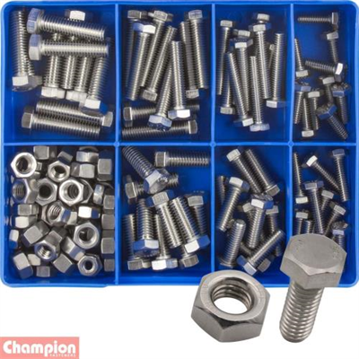 Champion 140pc UNC Set Screw & Nut Assortment 316/A4