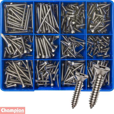 Champion 440pc S/Tapping Screw Assortmnt Rsd Phillips 316/A4