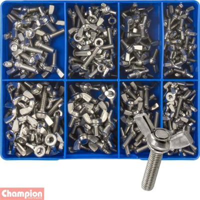 Champion 230pc MM Wing Screw & Wing Nut Assortment 316/A4