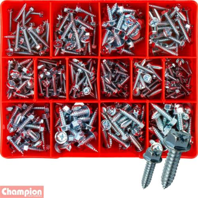 Champion 350pc Hex Head Self Tapping Screw Assortment (Zinc)