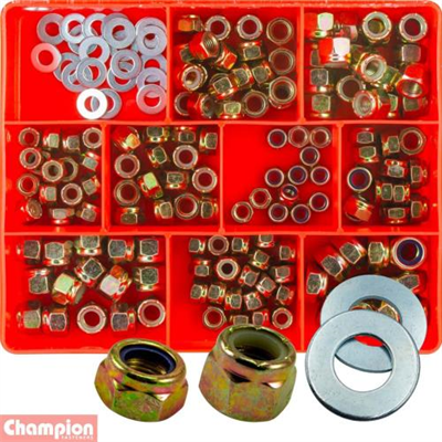 Champion 166pc mm/UNC/UNF Self Locking Nut Assortment