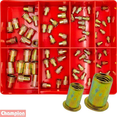 Champion 80pc Rivet Nut Insert Assortment - Steel