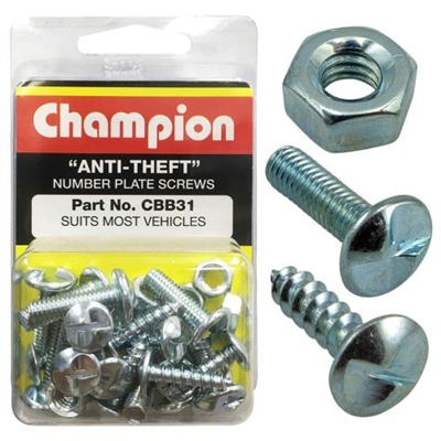 Champion 30Pc Anti-Theft Number Plate Screws