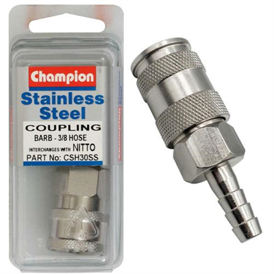Champion 3/8in Hose Barb Coupling Nitto Interchange  -304/A2